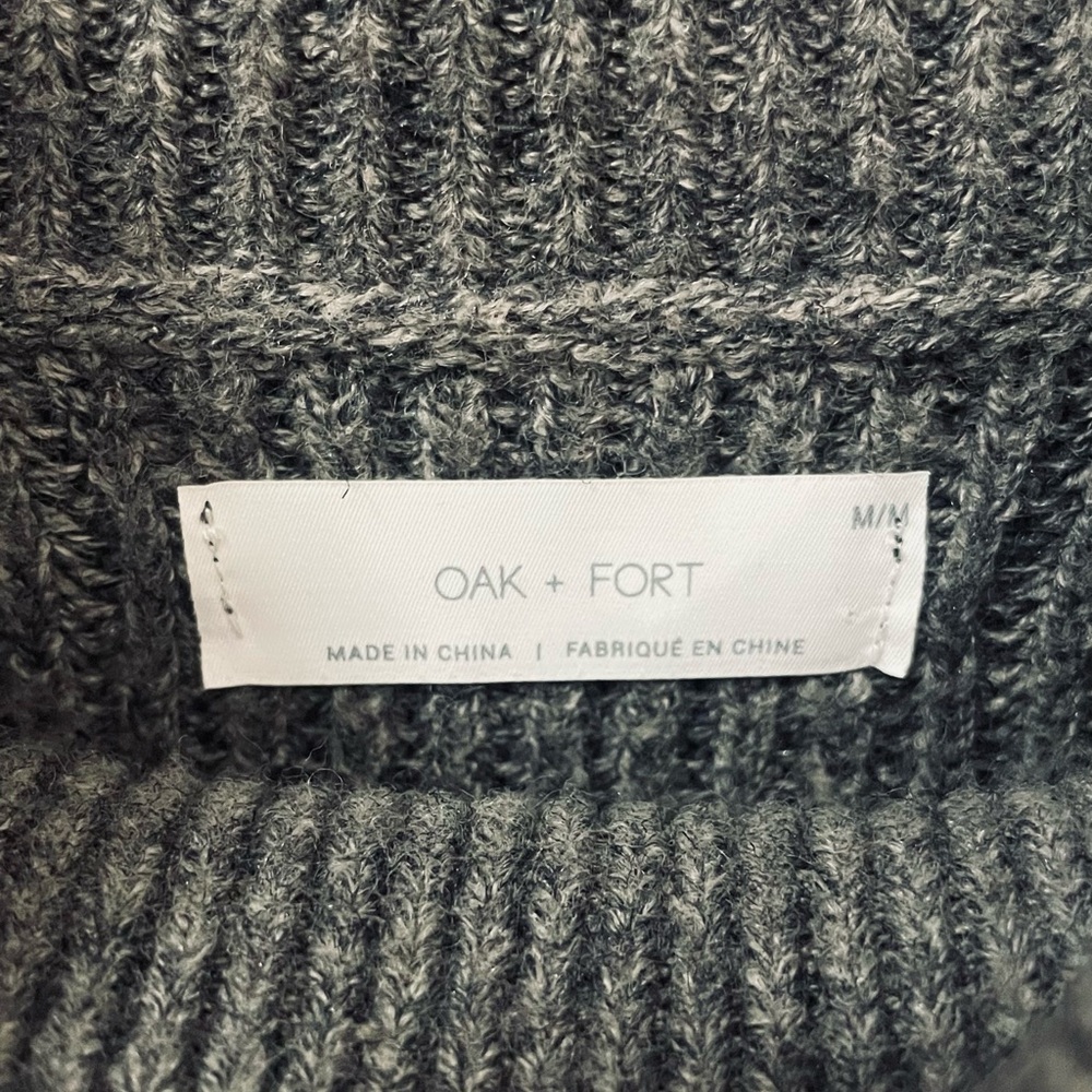 Oak + Fort Grey Ribbed Turtleneck Sweater | Size M - Picture 2 of 6